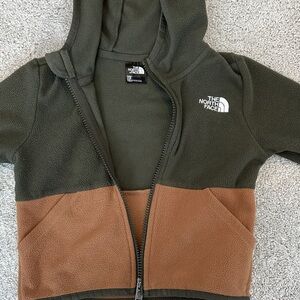The North Face Olive and Tan Fleece Hoodie